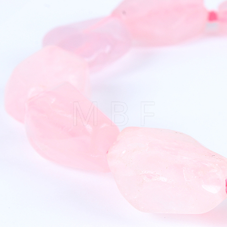 Natural Gemstone Rose Quartz Nuggets Bead Strands G-E218-08-1