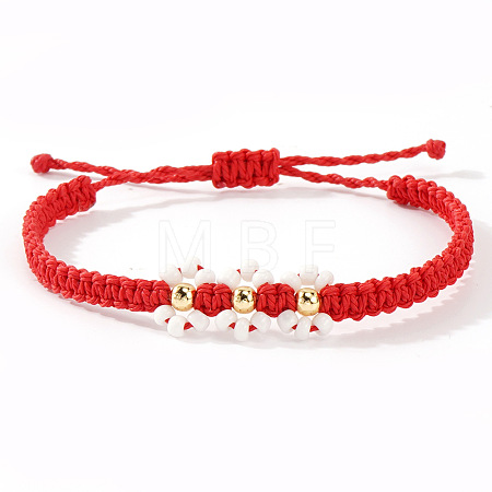 Handmade Daisy Glass Seed Bead Woven Flower Braided Bracelets CR2331-3-1