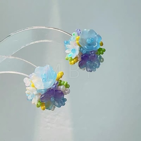 Flower Glass Plastic Stud Earrings FS-WG119A6-02-1