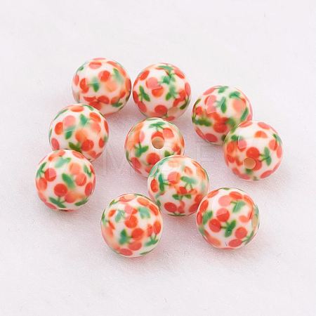Spray Painted Resin Beads GLAA-F049-A14-1