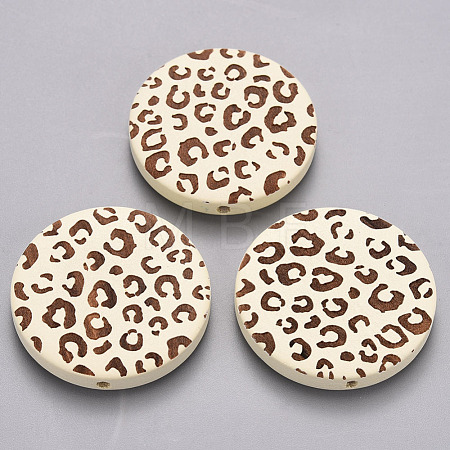 Painted Natural Wood Beads WOOD-N006-07E-1