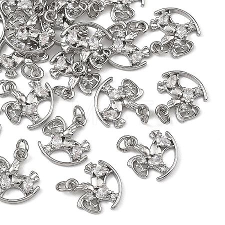 SHEGRACE Brass Pave Clear Cubic Zirconia Charms XGRQ4D002-658P-1