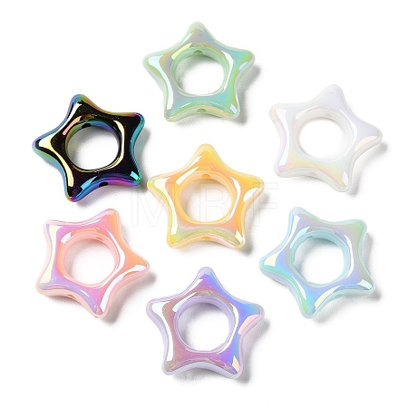 UV Plating Rainbow Iridescent Acrylic Bead Frames PACR-E003-02-1