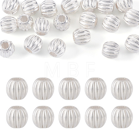 20Pcs 925 Sterling Silver Corrugated Round Spacer Beads STER-TA0001-32-1
