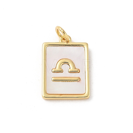 Brass Pave Natural White Shell Pendants KK-S522-09G-L-1