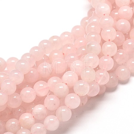 Natural Rose Quartz Round Beads Strands X-G-P072-05-8mm-1