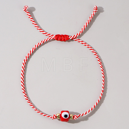 Adjustable Glass Evil Eye Braided Bead Bracelets for Men and Women PI2315-2-1