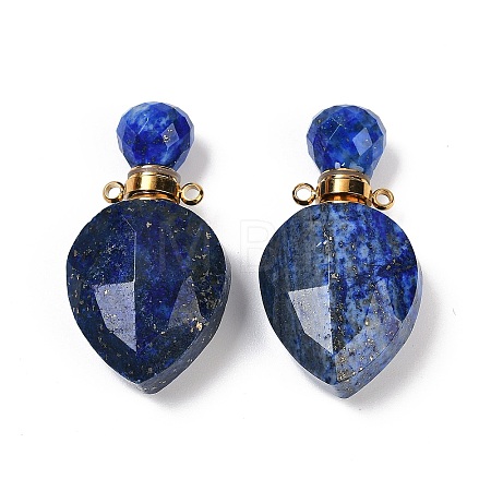 Natural Lapis Lazuli Faceted Teardrop Bottle Pendants G-A225-02G-08-1