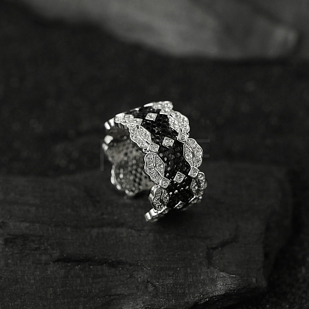 Alloy Micro Pave Cubic Zirconia Cuff Rings FS-WG8F0AC-01-1