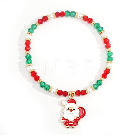Christmas 304 Stainless Steel Enamel Charm Bracelets UB9806-1-1