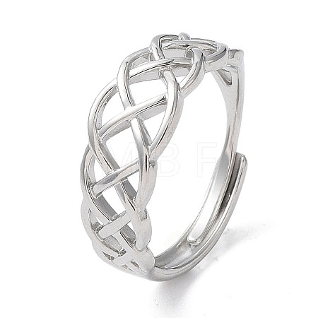 Non-Tarnish 304 Stainless Steel Hollow Sailor's Knot Adjustable Rings RJEW-D006-28P-1