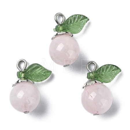 Natural Rose Quartz Fruit Pendants PALLOY-TA00077-01-1