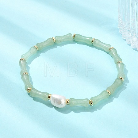 Bamboo Natural Green Aventurine Beaded Stretch Bracelets for Women BJEW-JB13702-1