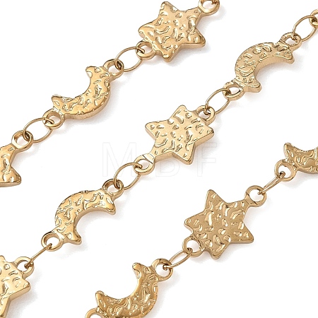 Hammered 304 Stainless Steel Moon & Star Link Chains SA-CBA21A8-01G-01-1