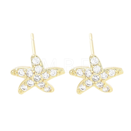 Brass Pave Clear Cubic Zirconia Stud Earring EJEW-S217-G04-1