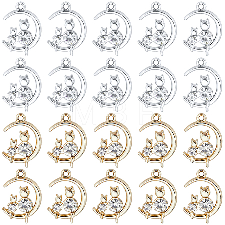 36Pcs 2 Colors Alloy with Rhinestone Pendants RB-SC0001-09-1