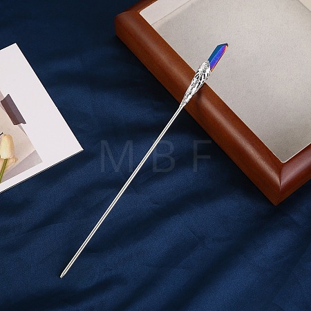 Electroplated Natural Quartz Crystal Hair Sticks PW-WG9F495-03-1