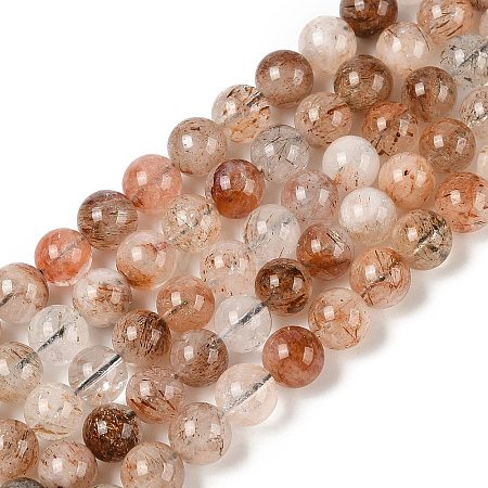 Natural Black Gold Rutilated Quartz Beads Strands G-H093-B02-10MM-1
