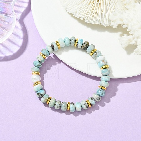 Natural Larimar & Cultured Freshwater Pearl Beaded Stretch Bracelets for Women BJEW-JB14101-1