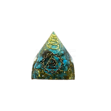 Chakra Pattern Orgonite Pyramid Resin Display Decorations G-PW0005-03E-1