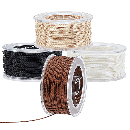 4 Rolls 4 Colors Round Waxed Polyester Cord YC-PH0002-38A-1