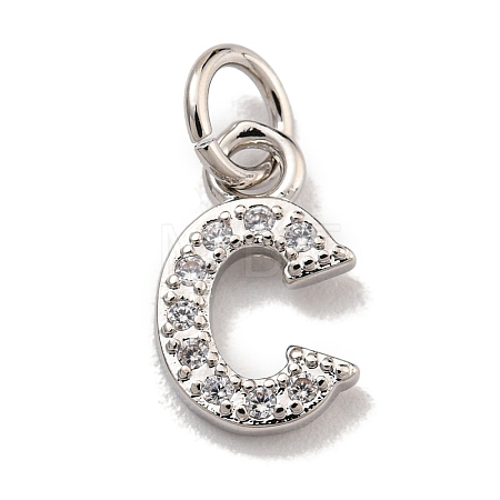 Initial Letter Brass with Cubic Zirconia Charms KK-Q814-26C-P-1