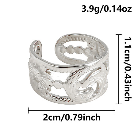 304 Stainless Steel Cuff Open Rings for Women UM3749-1-1