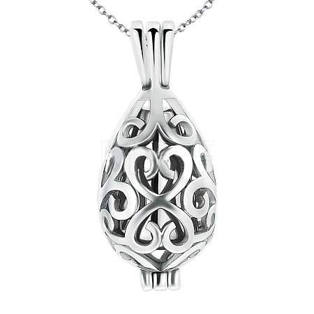 Hollow Teardrop Urn Ashes Pendant Necklace BOTT-PW0001-086S-1