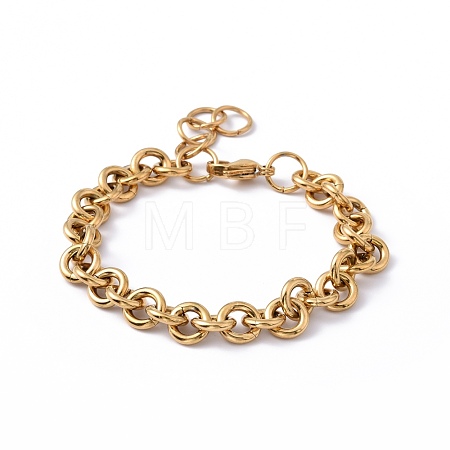 Ion Plating(IP) 304 Stainless Steel Rolo Chain Bracelets BJEW-F433-01G-1