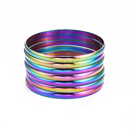 Fashion 201 Stainless Steel Bangle Sets BJEW-L664-024D-C-1-1