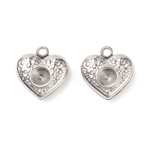 304 Stainless Steel Heart Charms Rhinestone Settings X-STAS-E083-13P-1