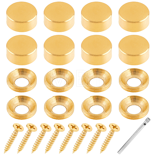 2 Sets Flat Round Brass Glass Standoff Pin Sets DIY-FH0005-02-1