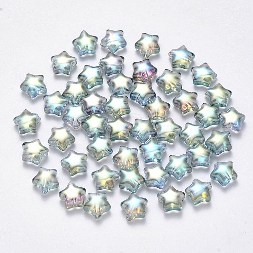 Transparent Spray Painted Glass Beads GLAA-R211-04-G01-1