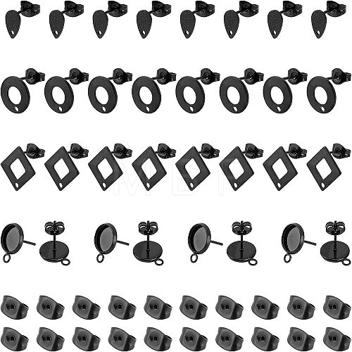 Unicraftale 32Pcs 4 Style 304 Stainless Steel Stud Earring Findings for Dangle Charms STAS-UN0028-02-1