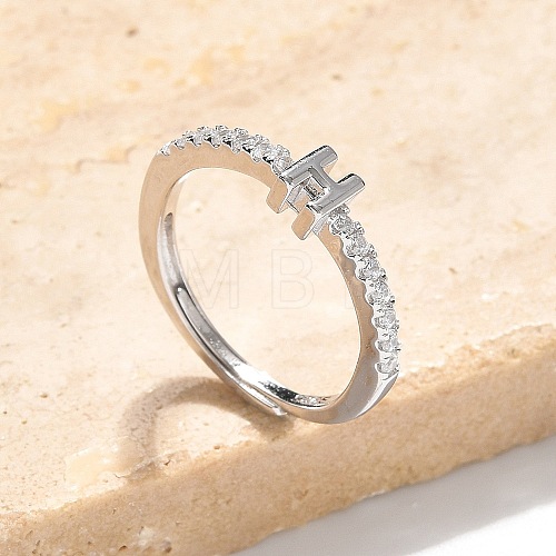 S925 Sterling Silver Adjustable Letter Rings for Women RJEW-M068-01P-H-1