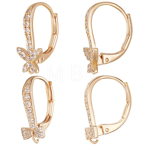 8Pcs 2 Style Brass Cubic Zirconia Leverback Earring Findings KK-BBC0004-94-1