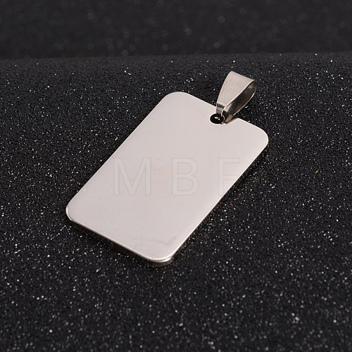 Tarnish Resistant Rectangle 201 Stainless Steel Tag Pendants STAS-I032-120-1