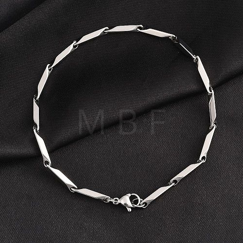 Tarnish Resistant Unisex 201 Stainless Steel Bar Link Chain Bracelets BJEW-L637-35B-P-1