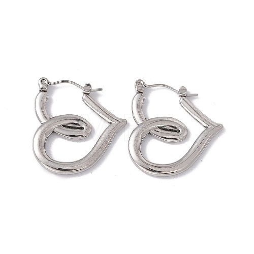 304 Stainless Steel Heart Hoop Earrings for Women EJEW-E199-12P-1
