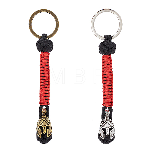 DELORIGIN 2Pcs 2 Colors Handmade Spartan Nylon Parachute Cord Keychain for Men KEYC-DR0001-13-1