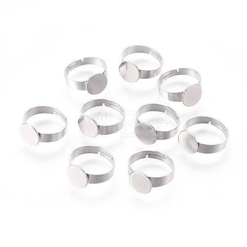Adjustable 201 Stainless Steel Finger Rings Components STAS-I097-040B-1