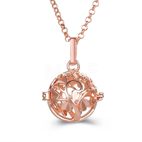 Rose Gold Hollow Alloy Cage Pendant Necklaces SW2952-10-1