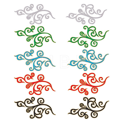  5 Pairs 5 Colors Computerized Embroidery Polyester Iron on/Sew on Patches DIY-NB0007-78-1