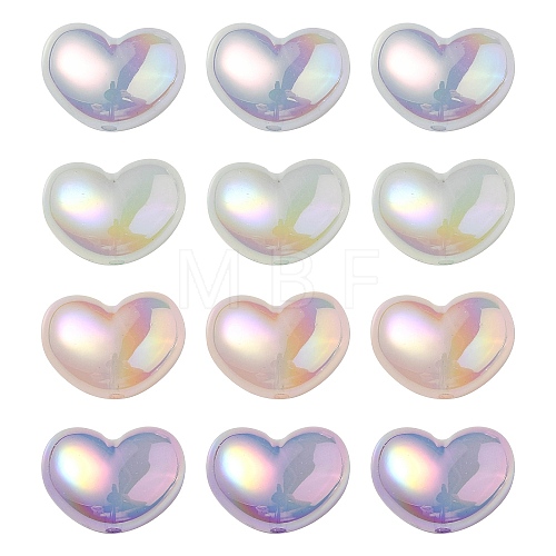 UV Plating Rainbow Iridescent Imitation Jelly Acrylic Beads OACR-C007-08-1