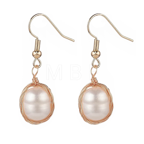Natural Pearl Dangle Earrings EJEW-JE05167-02-1