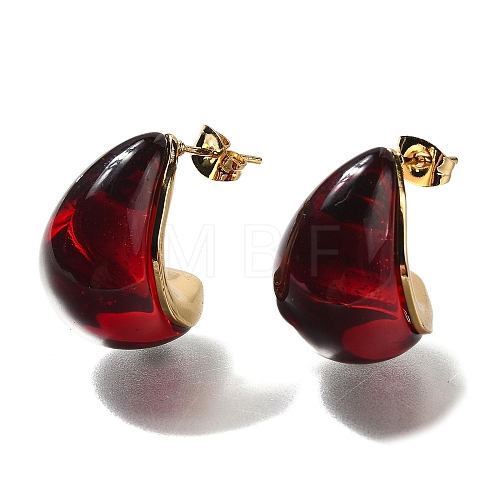 Ion Plating(IP) 304 Stainless Teardrop Steel Stud Earrings EJEW-C118-07C-1