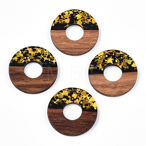 Opaque Resin & Walnut Wood Pendants RESI-N039-41-1