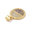 Brass Micro Pave Cubic Zirconia Pendants KK-B059-35G-D-3