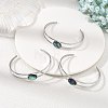Non-Tarnish 304 Stainless Steel & Natural Paua Shell Cuff Bangles for Women BJEW-JB14122-01-1