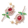 Glass Seed Beads Dangle Stud Earrings EJEW-MZ00326-01-4